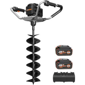 WORX Cordless Earth Auger, 40V 8" Digger, WG865 | Brushless motor; 8" drill bit; 45cc gas-equivalent power; 59 ft-lbs torque, 220rpm; 26.9lb portable body for fence & planting
