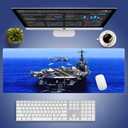 Wknoon. Extra Large Gaming & Office Mouse Pad (31.5" x 11.8")  Aircraft Carrier & Fighter Jet Group & Helicopter, US Navy Premium XXL Desk Mat with Durable Stitched Edges & Anti-Slip Rubber Base