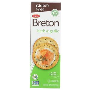 Dare Breton Gluten Free Crackers, Herb and Garlic, 4.76 Ounce (Pack of 6) by Dare. BBD 2025/10/19