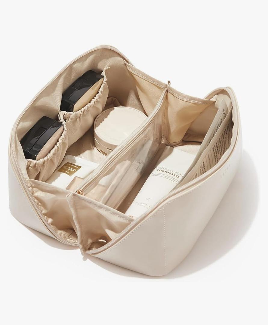 EACHY Travel Makeup Bag,Large Capacity Cosmetic Bags for Women,Waterproof Portable Pouch Open Flat Toiletry Bag Pattern Makeup Bag