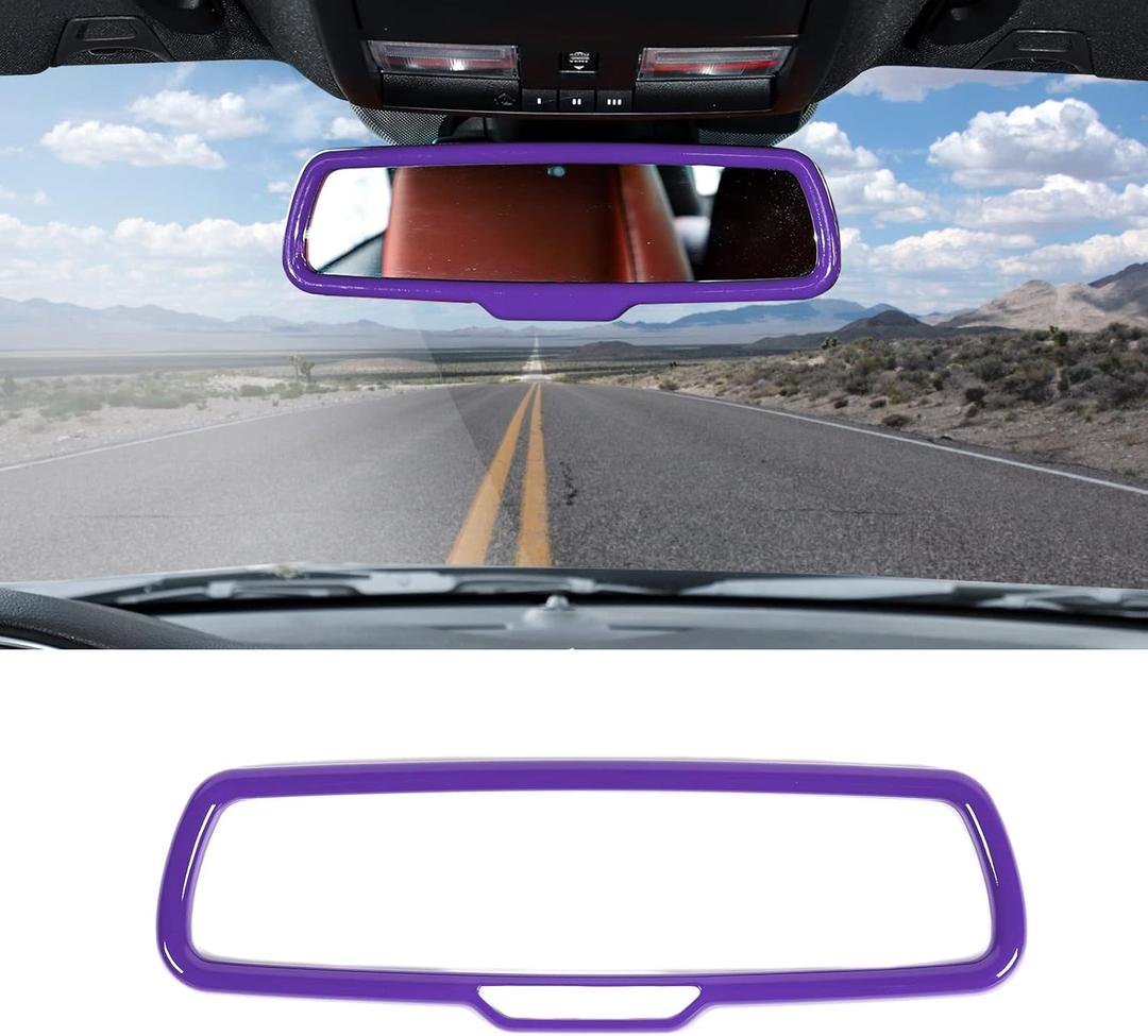 Rear View Mirror Cover Trim Frame Interior Decoration Accessories for Dodge RAM 2010-2017,for Dodge Challenger 2015-2022,for Dodge Charger 2010-2022,Purple
