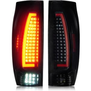LED Tail Lights Pair Compatible with Chevy Avalanche 1500/2500 2002-2006 (4-Door Crew Cab) Rear Taillights Assembly, Black Housing Smoked Lens