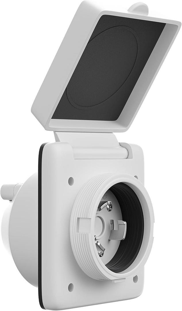 30 AMP Twist Lock RV Power Inlet 125V/120V,RV Shore Power Inlet with 3 Stainless Steel Pins and Screws,NEMA L5-30P,ETL Listed (White)