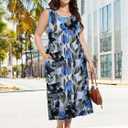 LARACE Plus Size Maxi Dresses for Curvy Women Summer Sleeveless Casual 2025 Long Dress L-5XL(A-Blue35,3X) (Blue, XXXL)