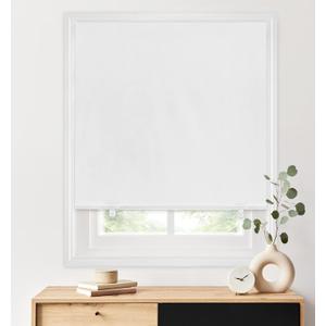 LazBlinds 100% Blackout Roller Shades, No Tools No Drill Cordless Blinds for Windows, Thermal Insulated UV Protection Privacy Window Shades for Bedroom (36''W x 72''H, White)