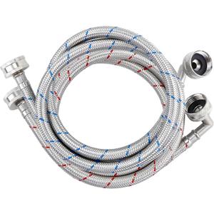 4ft Stainless Steel Washing Machine Hose with 90 Degree Elbows 2 Packs Braided Premium Washer Hoses Supply Lines-Washer Hoses 4ft Hot and Cold Striped Water Connection-by MIFLUS