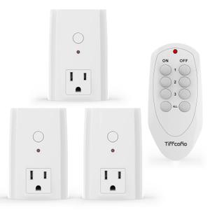 TiFFCOFiO Remote Control Outlet Plug, Indoor Wireless Light Switches, 100ft Range Remote Control, 15A/1875W, ETL Listed