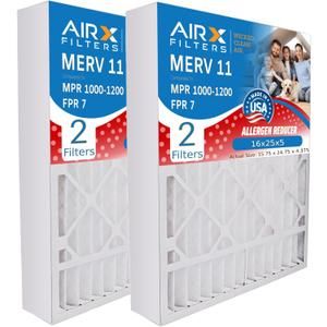 AIRX FILTERS WICKED CLEAN AIR. 16x25x5 Air Filter MERV 11 Compatible with Lennox X6670 Air Filter 2 Pack