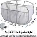 Collapsible Laundry Baskets, Upgrade Pop Up Laundry Hamper with Convenient Bags, Foldable Laundry Basket Mesh Light Weight, Easy to Carry Clothes Hampers for Laundry, Dorm, Toys, Travel Grey