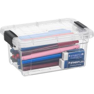 Superio Clear Storage Box with Lid, 1.85 Quart Plastic Container Bins for Organizing, Stackable Crates, BPA Free, Non Toxic, Odor Free, Organizers for Home, Office, School, and Dorm