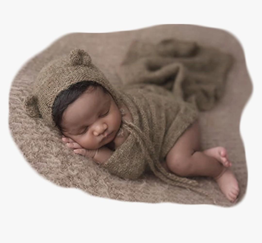 Newborn Photography Props Handmade Bear Hat Wrap Set for Baby Boys Girls Photoshoot Knit Scraf Newborn Photography Props Handmade Bear Hat Wrap Set for Baby Boys Girls Photoshoot Knit Scraf