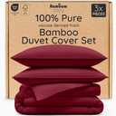 Bambaw 100% Viscose Derived from Bamboo Duvet Cover Queen Size – 3 pcs Luxury Duvet Cover Queen Cooling Set, Soft Duvet Cover Queen Size Set, Breathable Duvet Cover, No Comforter (Burgundy)