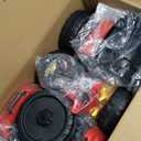 ANPABO 24V Ride On Tractor w/Tiltable & Detachable Trailer, EVA Tires, Up to 4.3Mph, Ride On Toys with Parental Remote, Realistic Tractor Sound & Chimney, Music Player, LED Light, Red