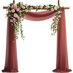 Wedding Arch Draping Fabric, 6.7 Yards Dark Wine Sheer Curtains Wedding Decorations for Ceremony, Dark Wine Chiffon Draping Fabric 29" x 20ft Backdrop