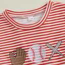 Fuethsuy Baseball Toddler Baby Boy Girl Clothes Striped Short Sleeve T-shirt Tops Elastic Waist Shorts Set 2Pcs Summer Outfit (Red, 18-24 Months)