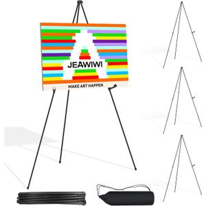 JEAWIWI 4PCS Black Easel Stand for Wedding Sign Stand, 66 Inch Adjustable Metal Easels for Display, Portable Folding Easel for Wedding, Display Show, Arts, Poster with Portable Bags