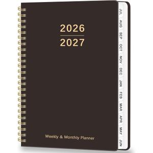 Planner 2026-2027 - Academic Planner 2026-2027 Weekly and Monthly, July 2026 - June 2027 Agenda book with Tabs, Year Calendar Planner for Office School Supplies, A5, 6.3" x 8.5" - Black