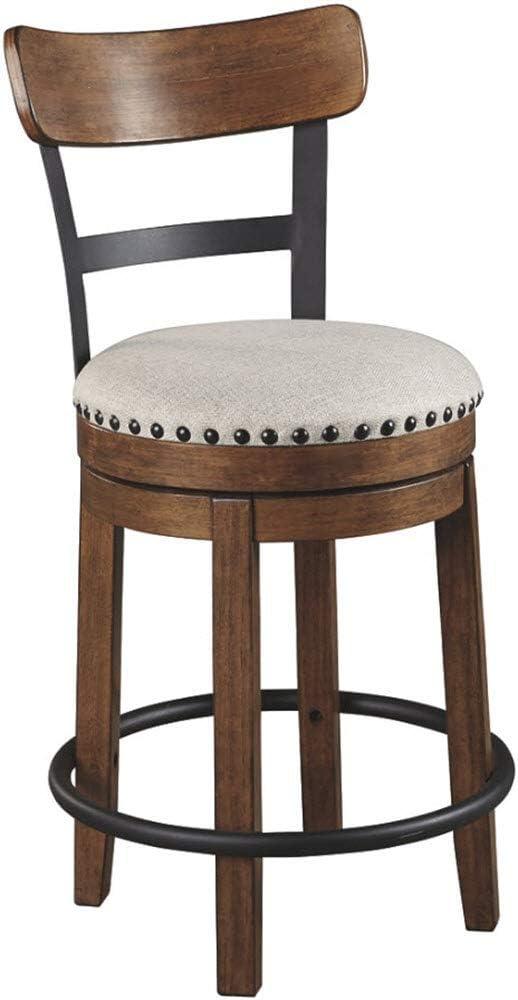 Signature Design by Ashley Valebeck Rustic Farmhouse 24.5 Counter Height Swivel Bar Stool, Brown (Counter, Dark Brown)