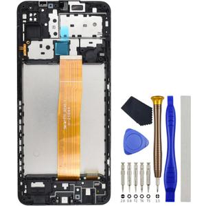 Full LCD Digitizer Touch Screen Assembly Replacement for Samsung Galaxy M12 SM-M127Fwith Screen Frame and Tool Kit Black 6.5"