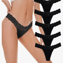 Lace Thongs for Women Pack Seamless Stretch No Show Underwear Cotton Modal Thong Panties 5 Pack, S