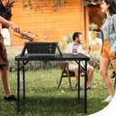 E EASTSTORM 35 inch Folding Table for 4 Person, Heavy-Duty Metal Tabletop, 2 Adjustable Height Camping Table, Portable Outdoor Table with Carrying Handle,for Patio, Picnic, Parties, BBQs, Black