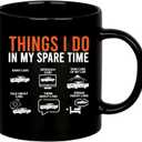 Panvola Things I Do In My Spare Time Car Gifts For Men Women New Drivers Boyfriend Dad Husband Car Lovers Mechanic Collector Ceramic Coffee Mug 11 oz White (Black, 11 oz)