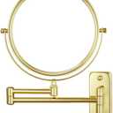 Cerdeco 8 Inch Double Sided Makeup Wall Mount Mirror with Gold Plated Finish 360 Swivel Extendable Cosmetic Shaving Mirror