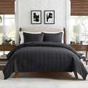 HORIMOTE HOME 100% Cotton Quilt Set Queen Size, Charcoal Pre-Washed Bedspreads Coverlet Set in Geometric Pattern, Cozy Lightweight Stitching Decorative Bedding Cover with 2 Shams for All Season