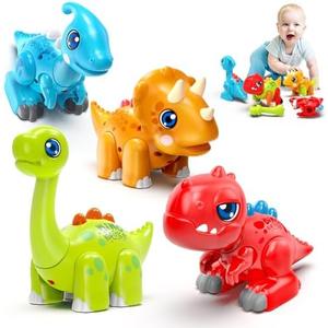 Marstone Toddler Dinosaur Toys for 1 Year Old Boy Gifts: Educational Light Up Sound Building Baby Musical Toys 12-18 Months, Mix and Match Learning Birthday Gift for Kids 1 2 3 Year Old