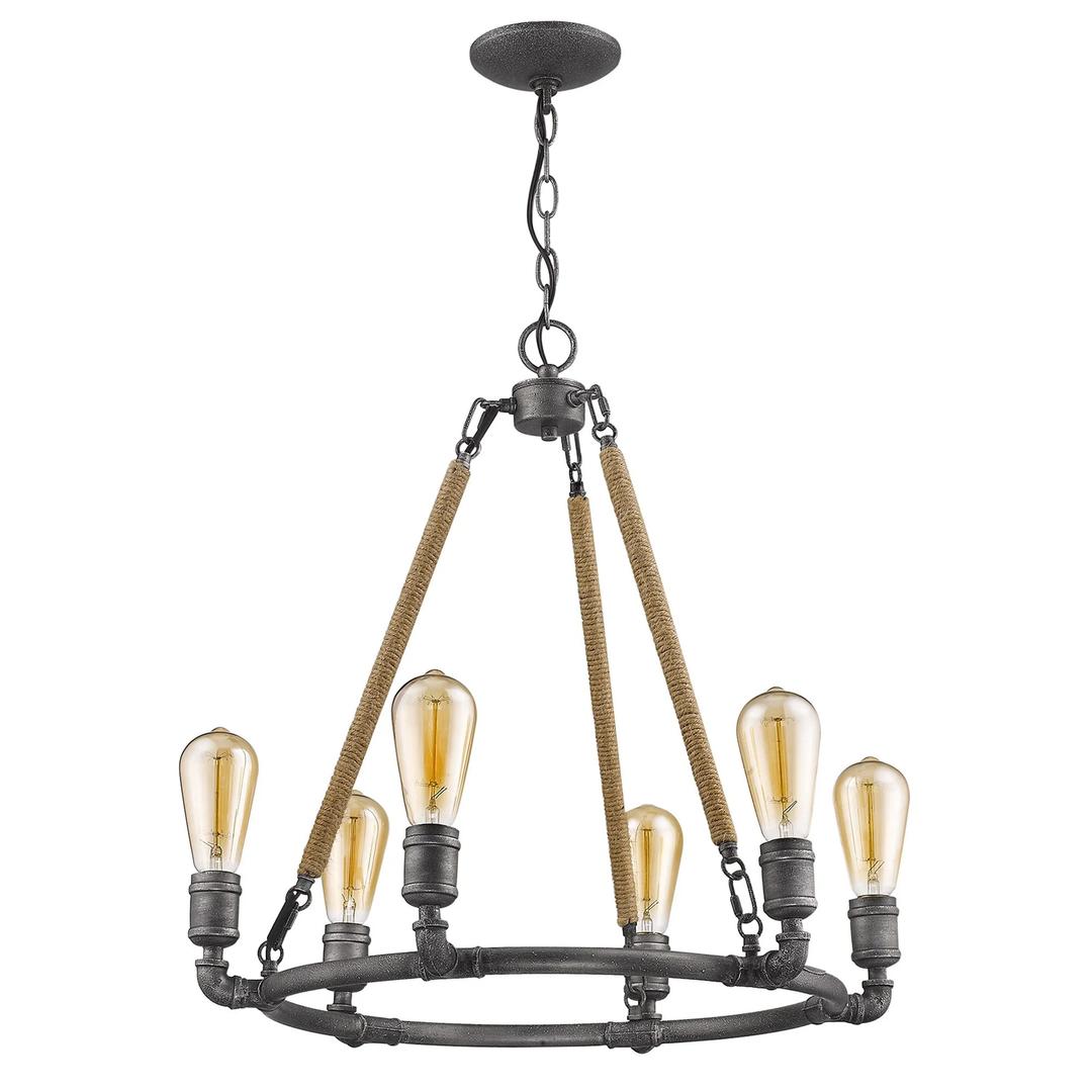 Farmhouse Chandeliers Rustic Round Wagon Wheel 8-Light Fixture for Dining & Living Room, Bedroom and Foyer (Brown)