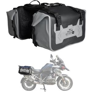Motorcycle Saddle Bags Tail Bag, 60L(30L*2) Roll-top Waterproof Motor Detachable Side Trunk Bag, Motor Panniers Luggage Bag for Motorcy