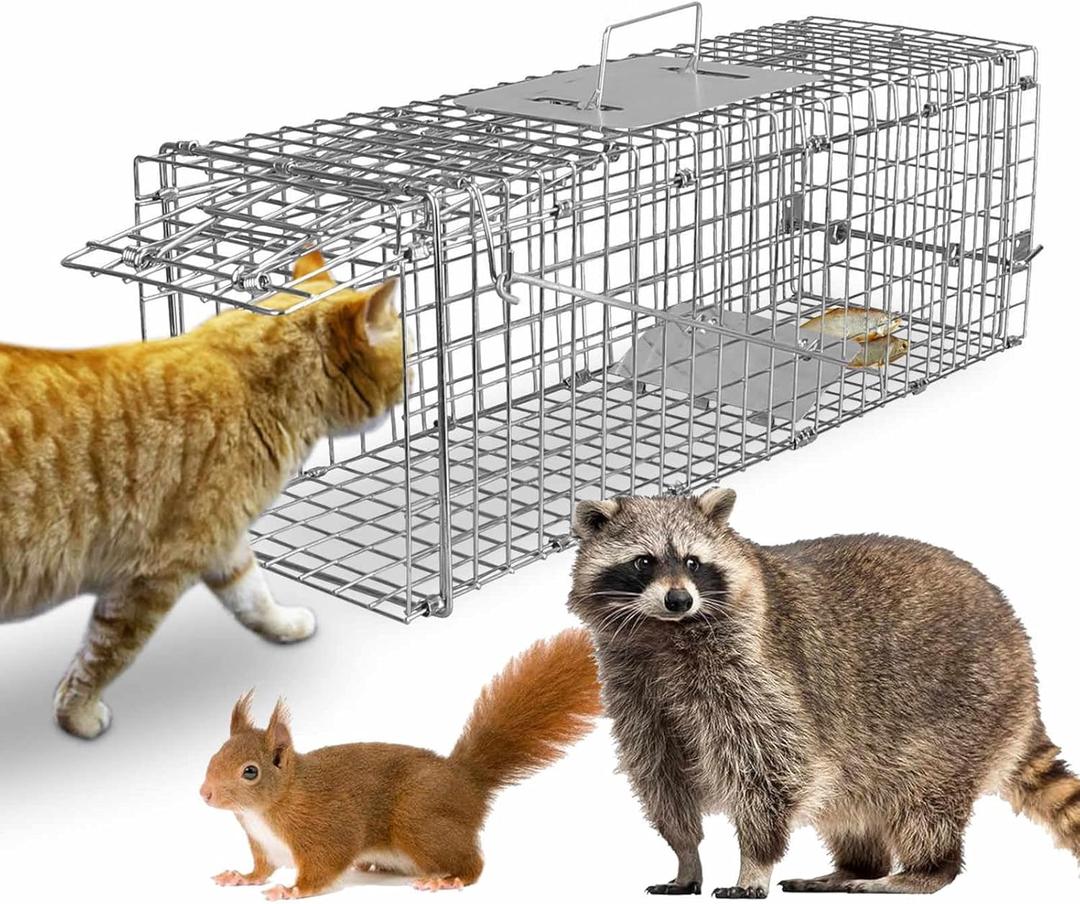 Live Animal Trap Cage, Heavy Duty Folding Humane Catch Release Rodent Cage, Upgraded Indoor & Outdoor Live Trap for Mouse, Rabbit, Squirrel, Possum, Skunk, Kitten, Mink Small - 23.37.247.72inch