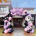 Halloween Little Boo Balloon Arch Kit Pink Purple Balloons with Cute Ghost Balloons Little Boo star bow balloons for Baby Shower Birthday Party Halloween Party Decoration