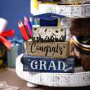 CroBlissful 4 Pcs Graduation Centerpieces for Tables 2026 Congrats Grad Table Decorations Graduation Tiered Tray Decorations Class of 2026 Senior Wooden Block Sign Congratulate Gifts for Home Shelf