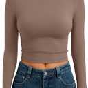 SKYZOO Long Sleeve Crop Tops for Women 2025 Slim Fit Basic Fall Fashion Y2k Teen Girl Clothes (XL)