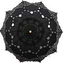 Lace Parasol Umbrella Vintage Wedding Bridal Lace Umbrella for Decoration Photo Tea Party 32 Inch Adult Size (Black)