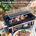 ONLYFIRE GRILLS Charcoal BBQ Hibachi Grill with Grid Lifter, Portable Yakitori Grill with Stainless Steel Grate, Barbecue Stove for Outdoor Camping Picnic Patio Backyard Cooking, GS306