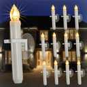 Raycare 12 Pcs Christmas Window Candles with 6 Hour Timer with Suction Cups, Double Brightness Flameless Taper Candle Battery Operated, LED Candle Sticks for Window Christmas Holiday Decoration