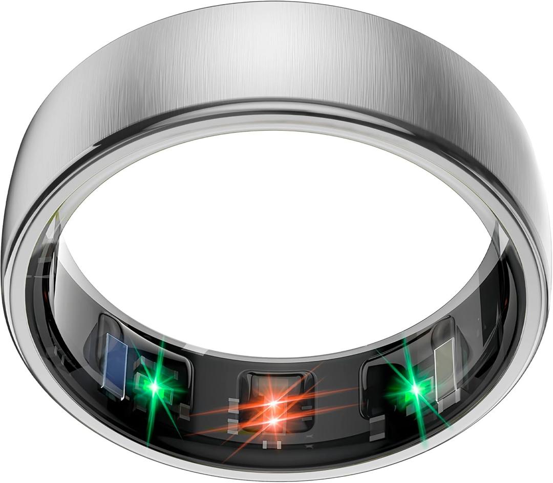 Smart Health Ring Sleep Health Tracker for Women Men with Heart Rate, Blood Oxygen, Sleep Monitor, Steps, Calories, 5ATM Waterproof for iPhone/Android, No Subscription Fee (Silver, 8#)