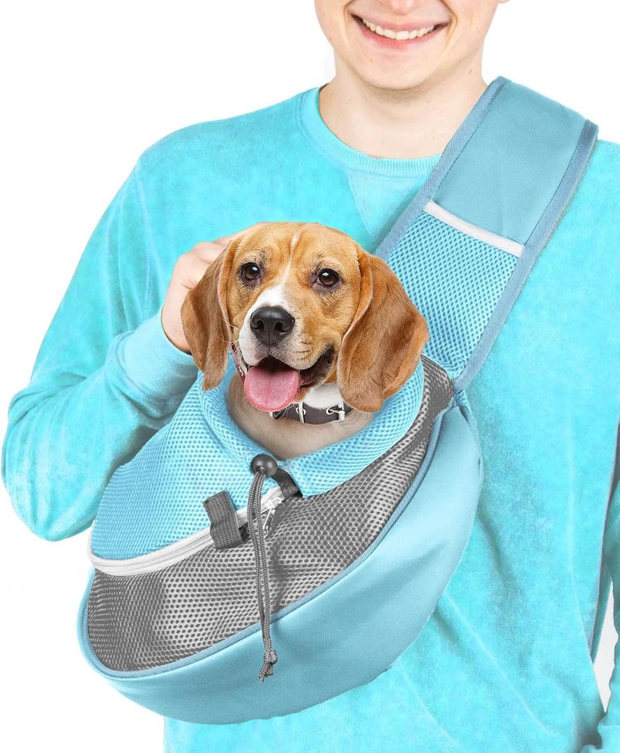 Pet Sling Carrier - Soft Front-Chest Carrying Bag for Small Pets (Ideal for Dogs & Cats 610 lbs) - Carefully Sized for Yorkshire Terrier, Maltese, Toy Poodle, Papillon - (Blue-L)