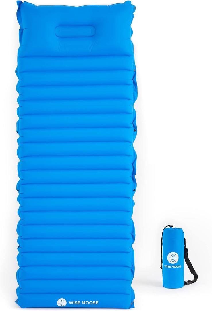 WISE MOOSE Sleeping Pad 4.5 Inch Thick Camping Mattress, Ultralight Camping Pad, Inflatable Tent Mat for Backpacking, Hiking - Inflating Bag and Repair Kit Included 78×28×4.5 Inches 1 Pack