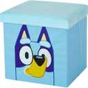 Idea Nuova Bluey Collapsible Storage Ottoman Cube with Lid, Blue Plush Seat Storage Box Organizer for Kids Bedroom, Playroom, Closet & Living Room,15"x15"