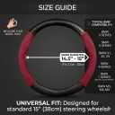 Steering Wheel Cover, Faux Leather, Universal 14.5-15 Inch, Non-Slip, Breathable Slim Fit, for Cars, SUVs, Trucks (Red Black)