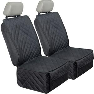 Waterproof Front Seat Cover Dog Car Seat Covers Nonslip and Full Protection with Side Flaps Fits Most Cars, Trucks, SUVs (Black, 2Pack)