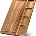 Large Acacia Wood Cutting Board with Containers for Kitchen Simple Charcuterie Board Wooden Serving Cheese Board Meats Platter Dessert Fruit Charcuterie Party Butcher Block Chopping Board