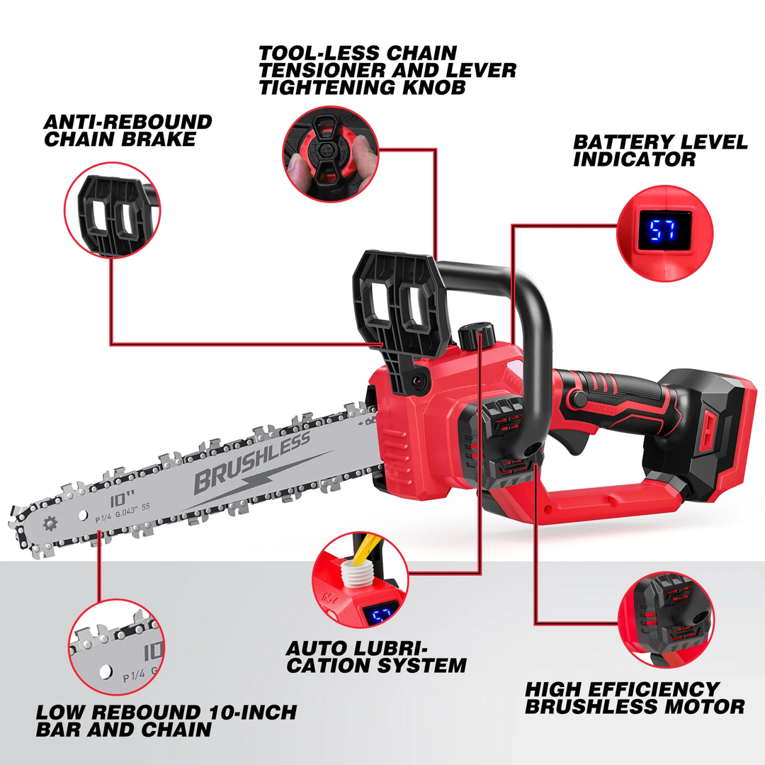 10 Inch Cordless Chainsaw Compatible with Milwaukee m-18 Battery