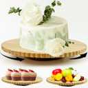 Wood Revolving Cake Stand,12" Rotating Cake Turntable, Round Display Stand For Cake, Cupcake Decorating Supplies