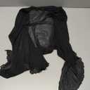 Women's Short Cardigan Bolero Shrug Sheer Tie Front Top 3/4 Sleeve Jacket for Dress X-Large, Black 