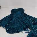 Strapless Sequin Homecoming Dresses with Bow Sparkly Short Prom Dresses A Line Cocktail Party Gowns (6, Teal)