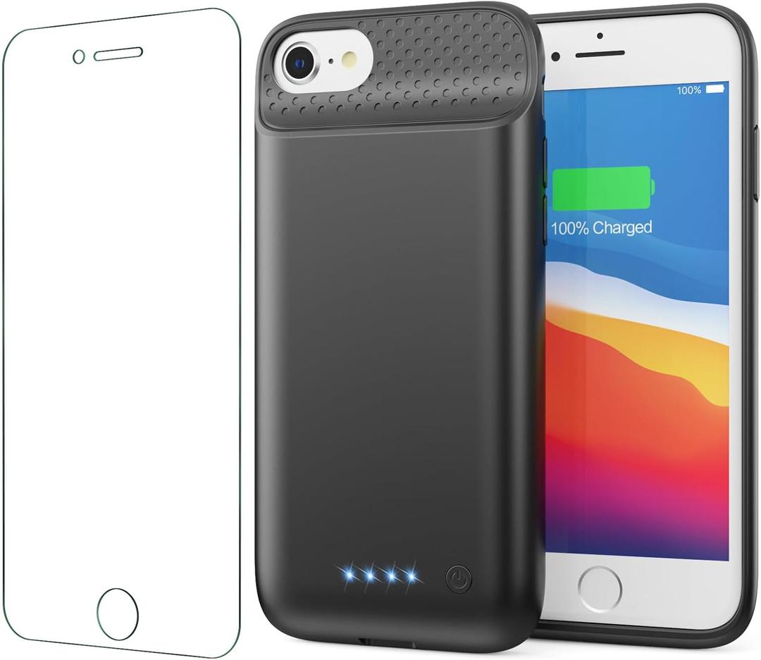 Battery Case for iPhone for iPhone 8/7/6s/6/SE (2022/2020),[2024 Upgraded] 7000mAh Ultra-Slim Portable Extended Charger Case Cover for iPhone 8/7/6s/6/SE (2022/2020) Charging Case (4.7 Inch)-Black